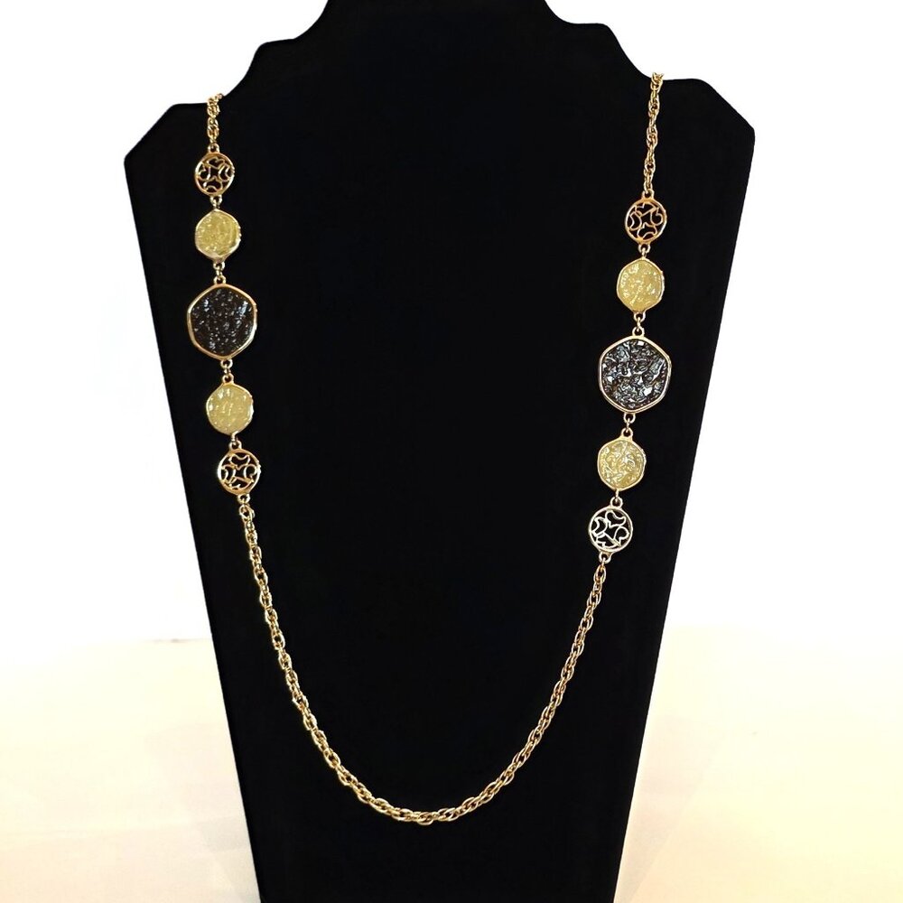 Vintage Sarah Coventry Touch of Honey Gold Warm Tone Necklace 36" 1970s